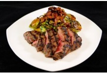 Grass Fed Flap Sirloin with Applewood Smoked Bacon and Brussell Sprouts